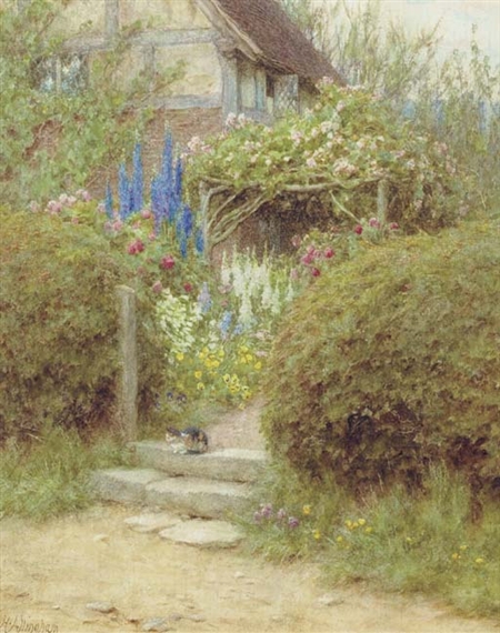 A Cottage Gate, West Horsley, Surrey by Helen Allingham