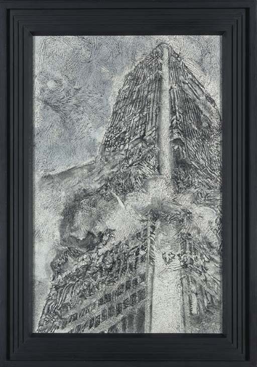 Artwork by Richard Artschwager, Untitled (Fire), Made of acrylic on celotex in artist's frame