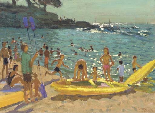 Canoeing boats on the beach by Andrew Macara