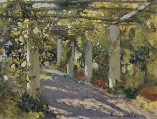 Sun Dappled Garden with Trellis by Colin Campbell Cooper