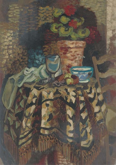 GERANIUMS ON A TABLE by Roger Bissière