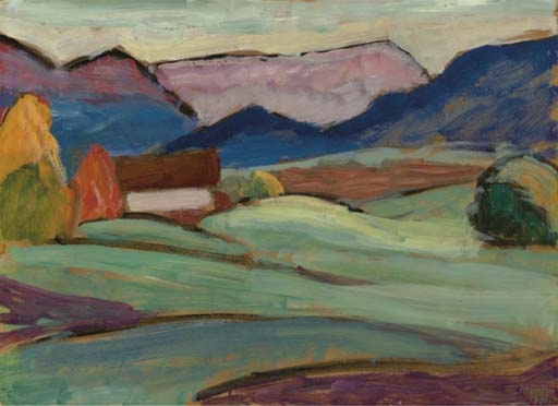 Artwork by Gabriele Münter, Landschaft, Made of oil on board