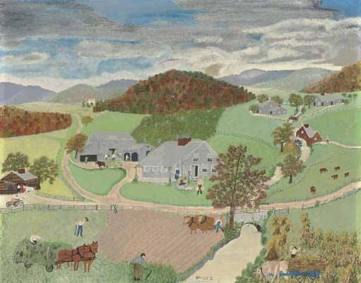 Home of Hezekiah King in 1800, No. 4 by Grandma Moses, 1943