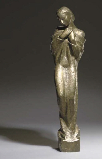 Artwork by Georg Kolbe, Adagio, Made of bronze with gold patina