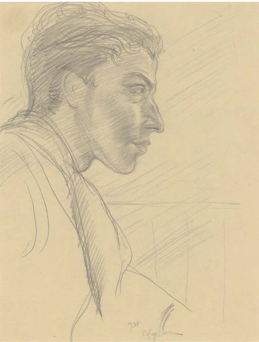 Artwork by Robert Colquhoun, Self-portrait, Made of pencil