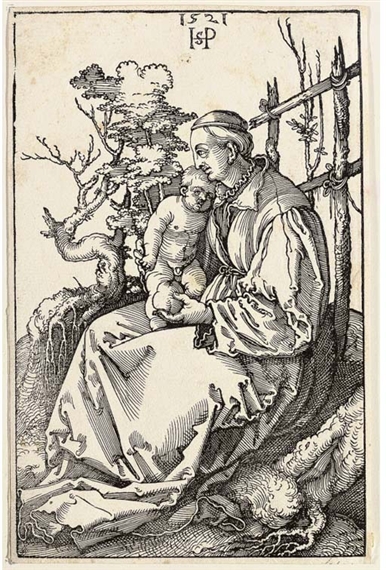 The Virgin with the Pear and Child on the Bank (B. 122; P., Holl. 888 I) by Hans Sebald Beham, 1521