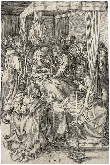 The Death of the Virgin (B. 33.; L., Holl. 16) by Martin Schongauer, 1481