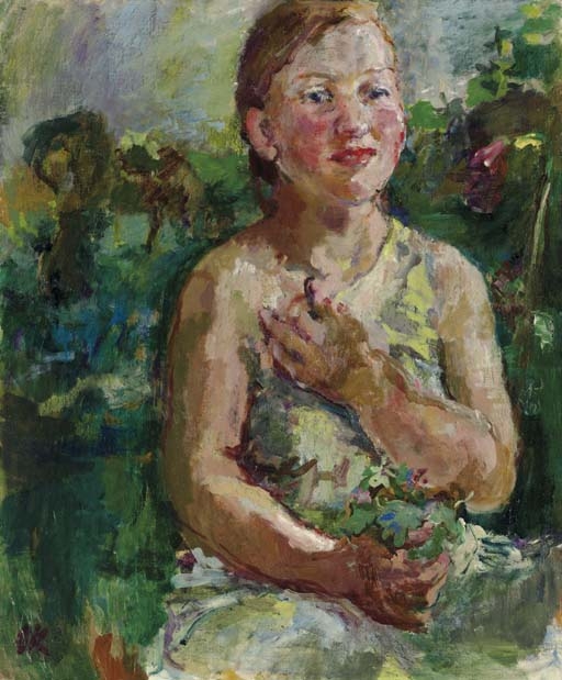 Mädchen mit Blumen by Oskar Kokoschka, 1930