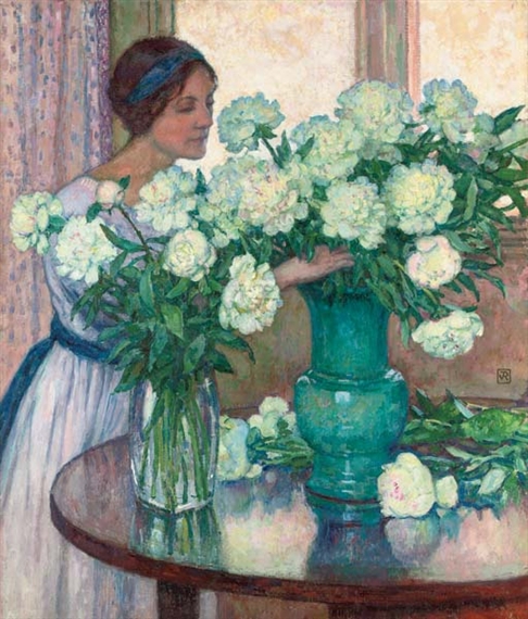 Les pivoines blanches by Théo van Rysselberghe, 1913-1914