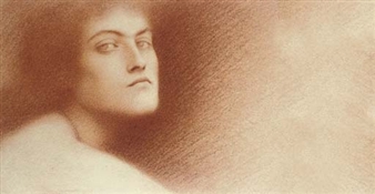 A soft, sepia-toned portrait of a person with a contemplative gaze.