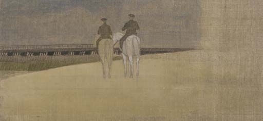 Riders on the beach by Joseph Edward Southall, 1917