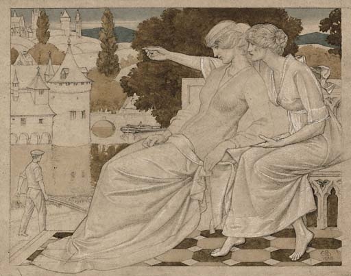Study for 'Belgium supported by Hope', 1918 by Joseph Edward Southall, 1918