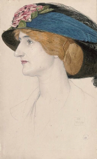 The blue feathered hat by Joseph Edward Southall