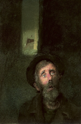 Portrait of a bearded man by Robert Lenkiewicz