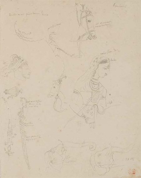 Etude de trois costumes orientaux by Eugène Delacroix