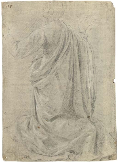 A kneeling figure seen from behind, his arms raised by Jacopo Chimenti