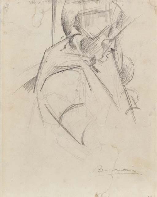 Artwork by Umberto Boccioni, Busto della Madre, Made of pencil on paper