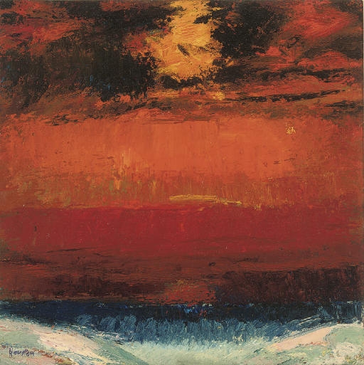 Artwork by John Houston, Sea at Sunset, Gullane, Made of oil on canvas