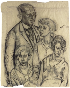 Familie Glaser--Karton zum Gemälde - Otto Dix