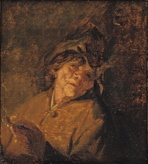 A study of a peasant smoking a pipe by Adriaen van Ostade, 1637