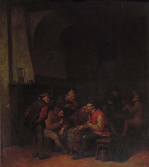 Boors at cards in an inn - Egbert van Heemskerck the Younger
