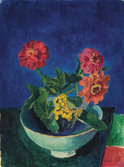 Zinnias in a Bowl by Charles Sheeler, 1918