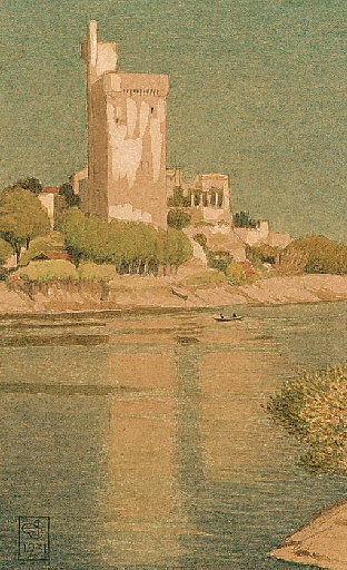La Tour de Philippe le Bel, Avignon by Joseph Edward Southall, 1931