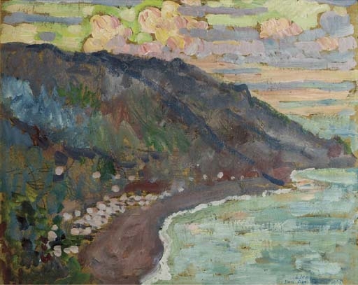 Le détroit de Messine, Sicily (recto); A view on the Vesuvius (verso) by Théo van Rysselberghe, 1909