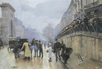 Jean Beraud、Le boulevard Saint-Denis a Le Boulevard Saint-denis A Paris Canvas Print by Jean Beraud