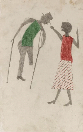 Untitled (Couple Fighting) by Bill Traylor, circa 1939-1942