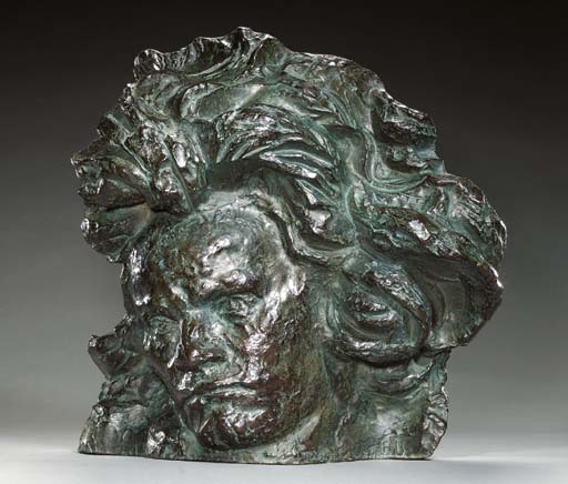 Beethoven aux grands cheveux, grand masque, dit 2ème étude by Émile-Antoine Bourdelle, 1889