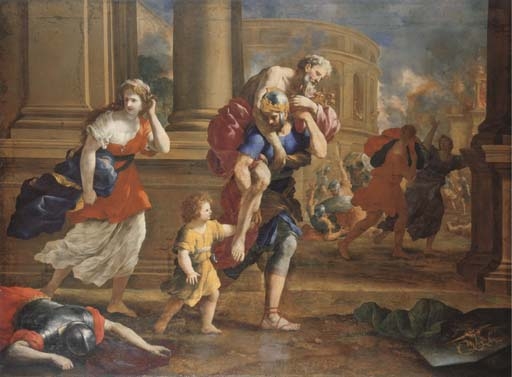 The Flight of Aeneas and his Family from the Sack of Troy by Giovanni Francesco Romanelli