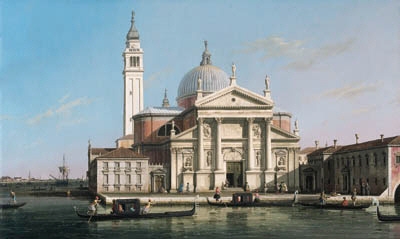 Artwork by Canaletto, The Church of S. Giorgio Maggiore, Venice, with sandalos and gondolas, Made of oil on canvas