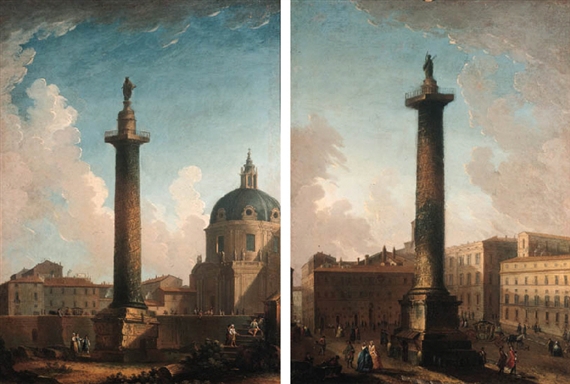 Rome: Trajan's Column; and The Column of Marcus Aurelius by Antonio Joli de Dipi
