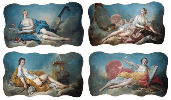 Personifications of Literature; Painting; Music; and Sculpture