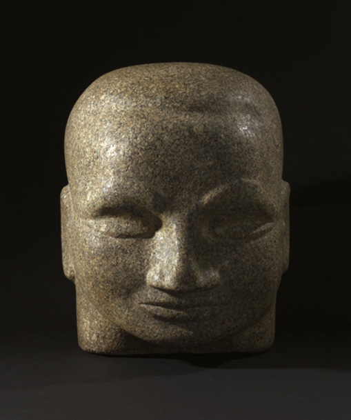 Artwork by John Rädecker, Mannenkop - Man's head, Made of stone