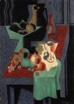 ジャン・メッツァンジェ、「NATURE MOETE AUX FRUITS」 Jean Metzinger | Nature morte: pommes, coupe à fruits et pichet