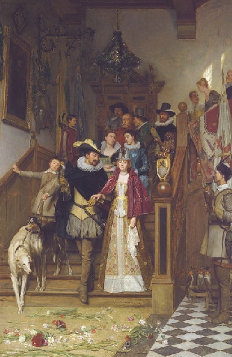 Le départ pour la chasse au faucon by Florent Willems, 1890