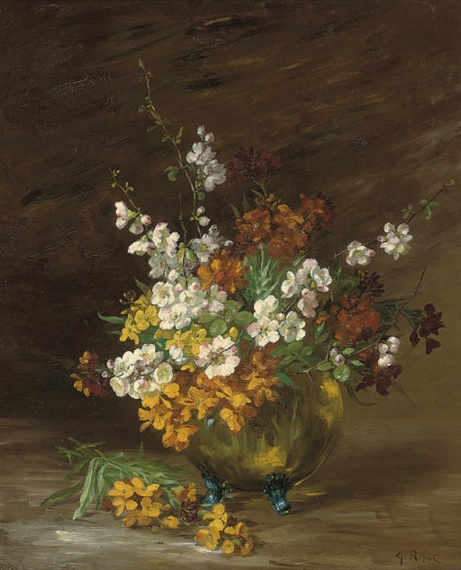 Théodule Augustin Ribot | Summer blooms in a jardiniere | MutualArt