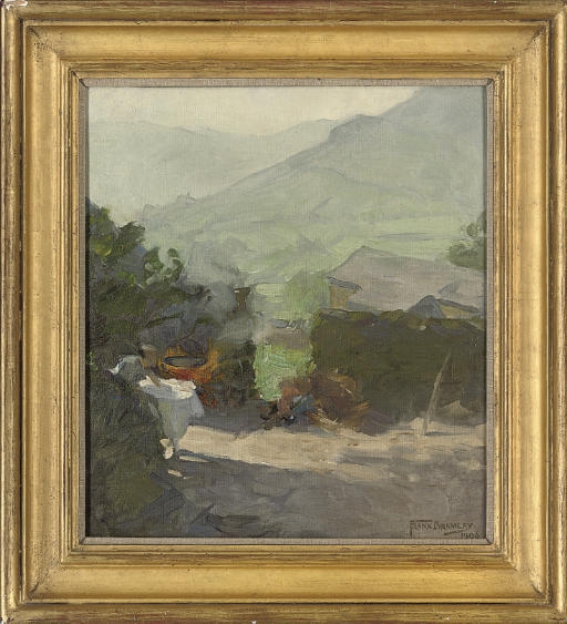 Working outdoors by Frank Bramley, 1908