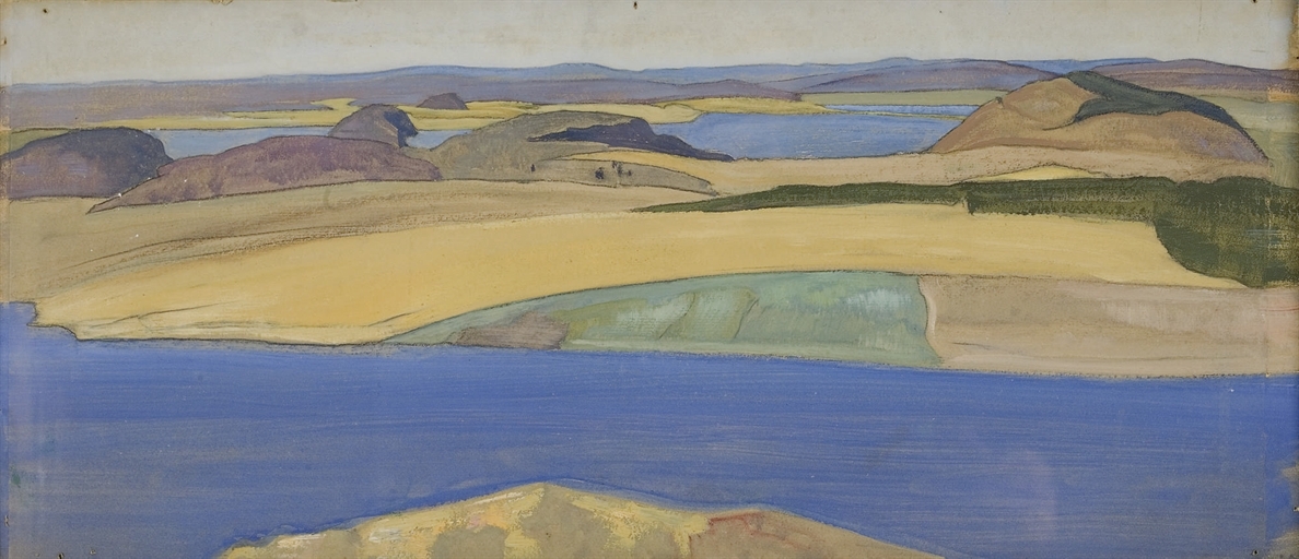 Artwork by Nicholas Roerich, Sketch for Ladoga series, Made of tempera on board