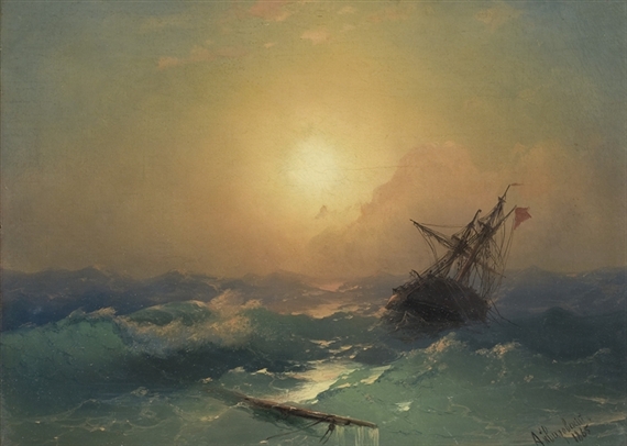 A ship in distress by Ivan Aivazovsky, 1865