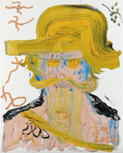 "Sherrif "Sorbeéfra" nah der einäugigen Pyramidensuppe "Soleis", grau (Kokain XIV)" by Jonathan Meese, 2005