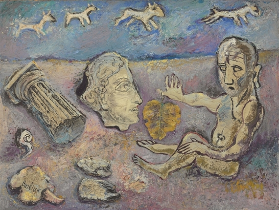 Leaf as a protection (recto); Portrait of a lady (verso) by David Burliuk, 1934