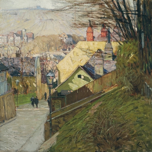 Artwork by Carl Moll, Das Haus der Therese Krones in DÃ¶bling in Wien, Made of oil on canvas