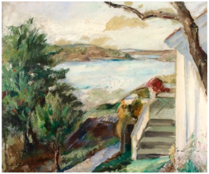 Artwork by Henrik Lund, Utsikt fra Skåtøy, Made of oil on canvas