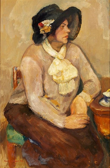 Elegant young lady at a café