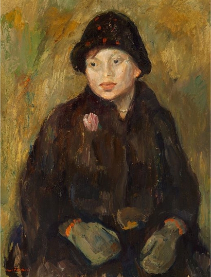 Girl with green mittens by Carl Fischer
