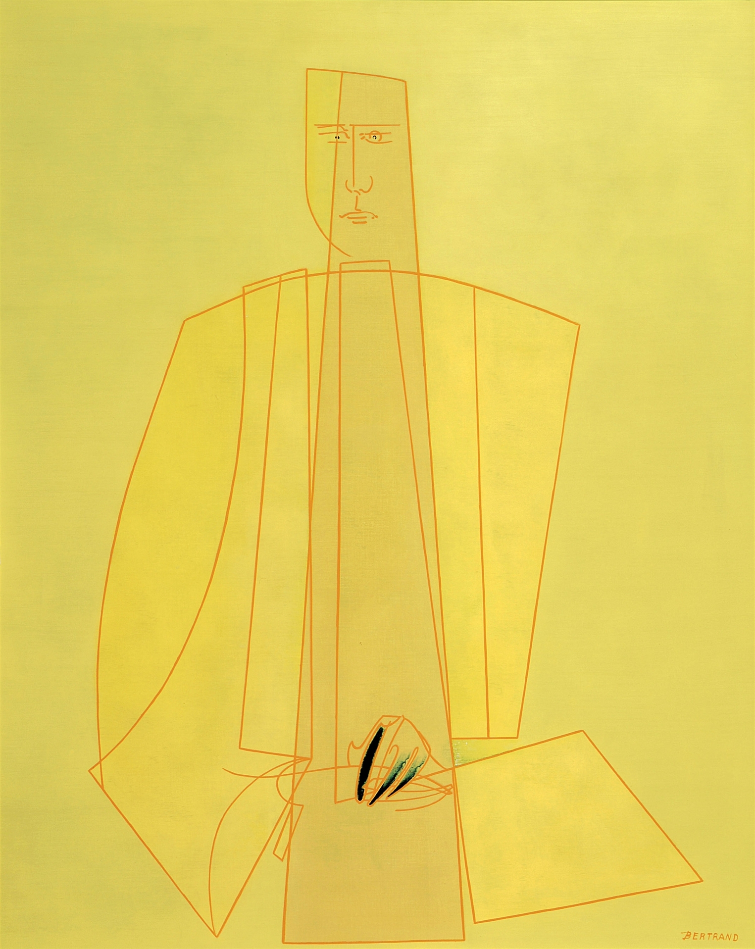 Artwork by Gaston Bertrand, ENGRAVED FIGURE WITH BLUE HAND (1982), Made of Canvas