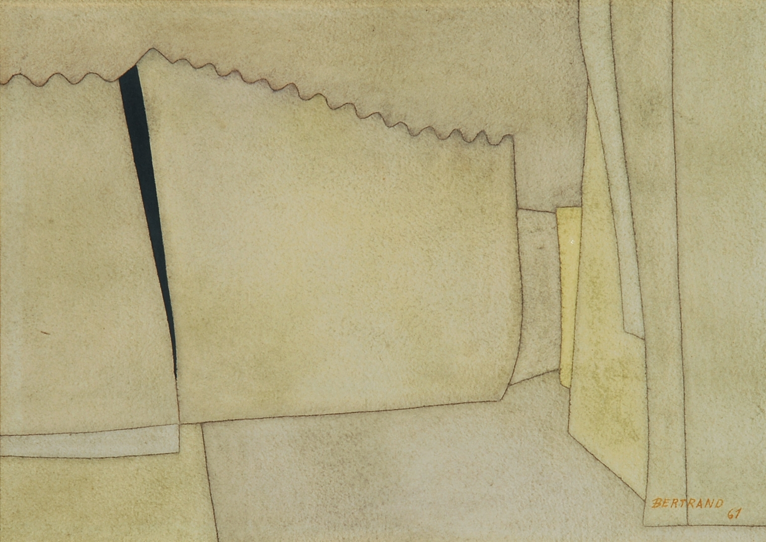 Artwork by Gaston Bertrand, PAYSAGE ABSTRAIT - VOLONTAIRES III (1961), Made of 1 pencil and pastel + 1 pen drawing